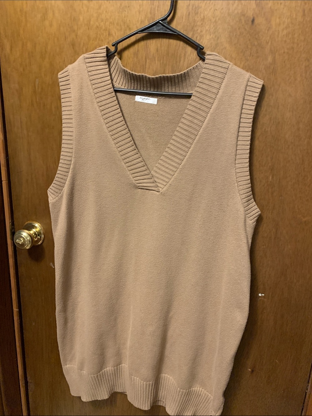 zeagoo Camel V-Neck Sleeveless Knit sweater dress